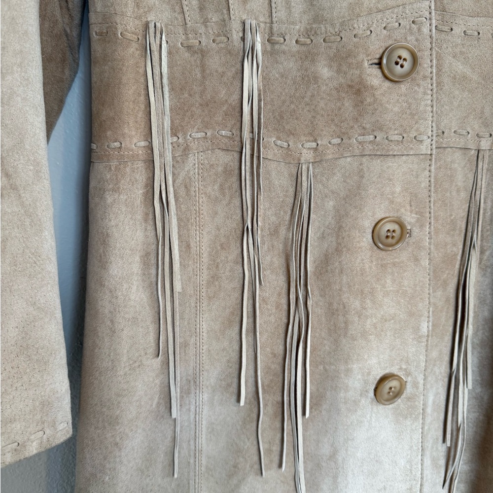 Vintage Tan Suede Women's Trench Coat - Picture 2 of 6